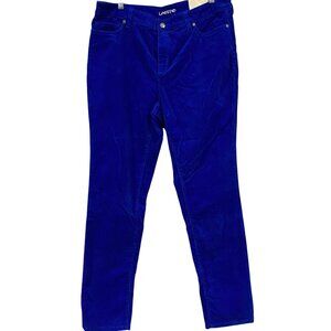 Lands End Womens Slim Fit Corduroy Pants Bright Blue Size 16 Mid Rise NWT